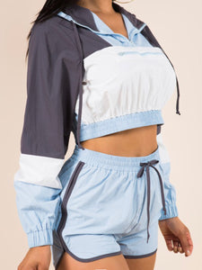 “Beauty & Brain” Crop top windbreaker set
