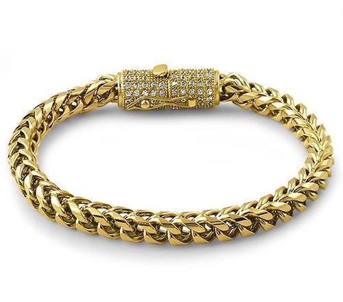 18k gold and stainless CZ bracelet