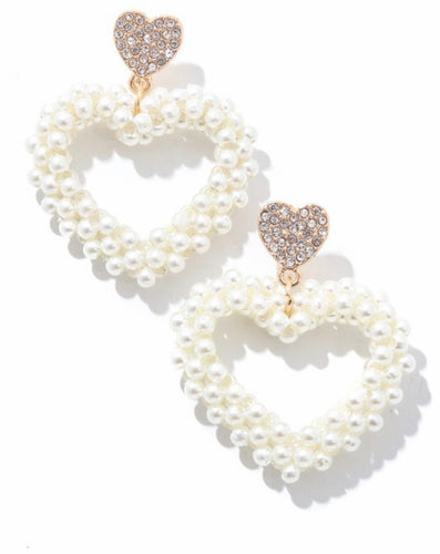 Pearl Heart Earrings