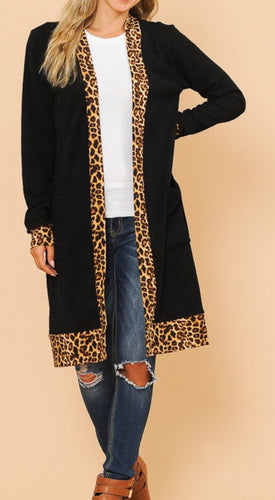 Cheetah accented Cardigan